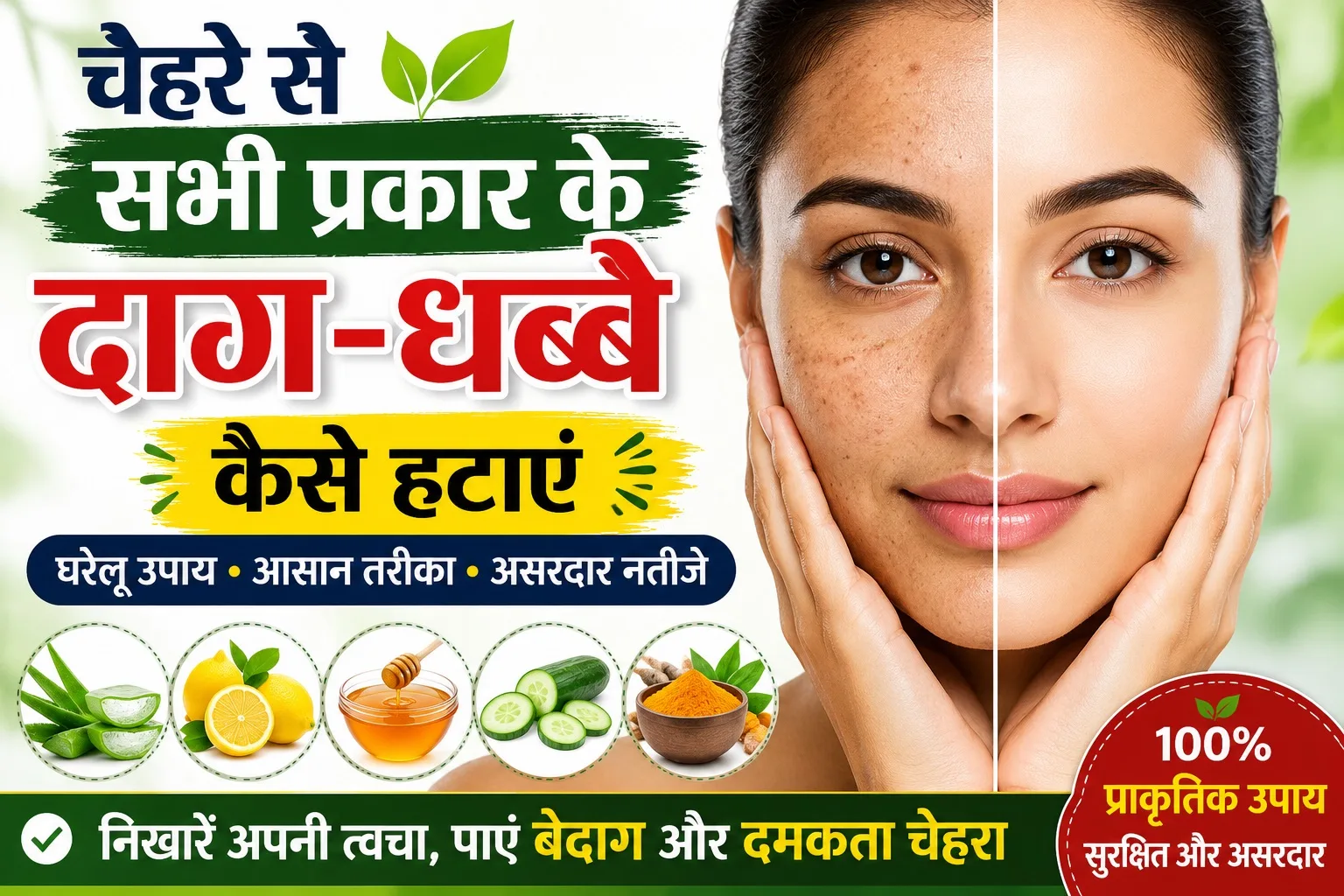 चेहरे से सभी प्रकार के दाग-धब्बे कैसे हटाएं